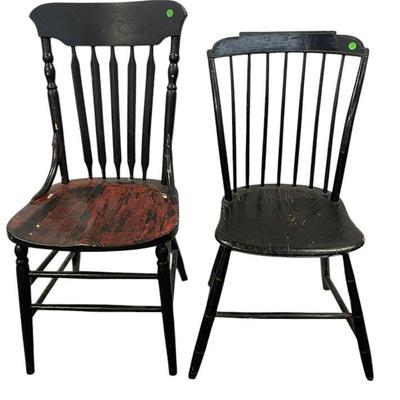 2 ANTIQUE AMERICAN WINDSOR PRIMITIVE CHAIRS