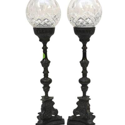 PAIR CASTILIAN IMPORTS TALL IRON CANDLESTICKS