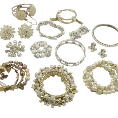 Large group of Vintage 1950-1980 Pearl Costume Jewelry.