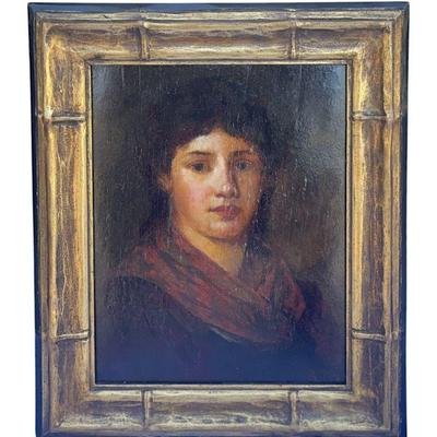 RUDOLF EPP (1834-1910) WOMAN WITH A RED SHAWL