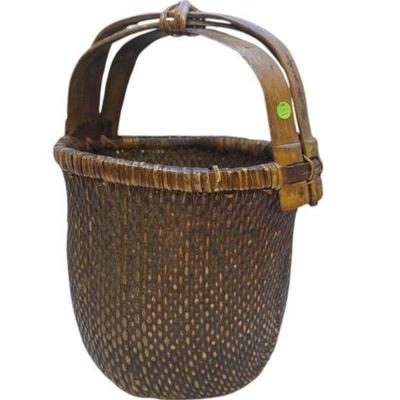 ANTIQUE 19TH CENTURY CHINESE RICE HARVEST BASKET