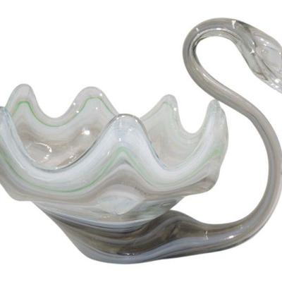 MCM SWUNG GLASS SWAN BOWL
