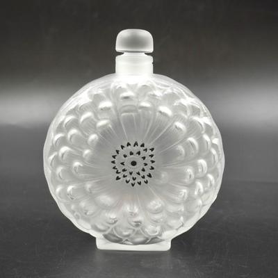 LARGE LALIQUE CRYSTAL DAHLIA PERFUME BOTTLE