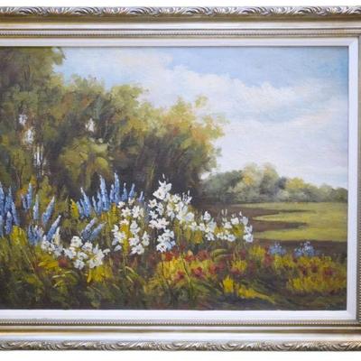 LARGE GALLERY FRAMED LANDSCAPE OIL PAINTING