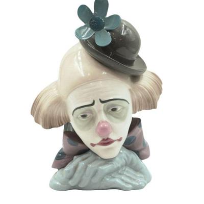 LLADRO PORCELAIN PENSIVE CLOWN SIGNED