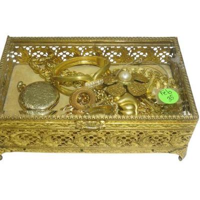 MCM GILDED FILIGREE JEWELRY CASKET WITH JEWELRY