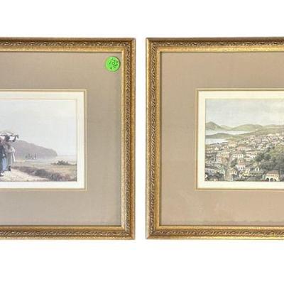 PAIR FRAMED COLOR PRINTS ST THOMAS