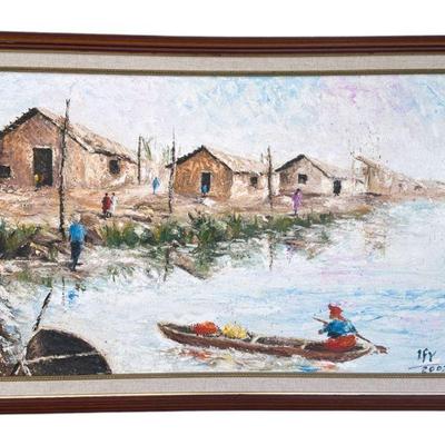 VINTAGE LARGE ASIAN SPATULA PAINTING