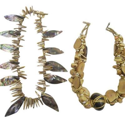 2 NATURAL LARGE STATEMENT NECKLACES