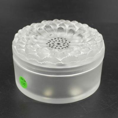 LARGE LALIQUE CRYSTAL DAHLIA POWDER BOX