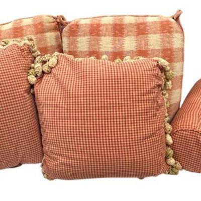 6 VINTAGE RED GINGHAM SHABBY CHIC PILLOWS