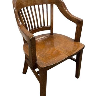MID CENTURY SOLID OAK BANKERS CHAIR