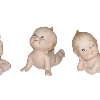 3 VINTAGE LEFTON KEWPIE PORCELAIN BABIES