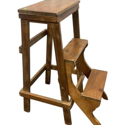 1920s ENGLISH COUNTRY OAK LIBRARY LADDER