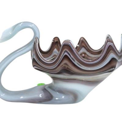 MCM SWUNG GLASS SWAN BOWL
