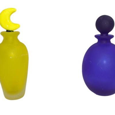 PAIR VINTAGE FROSTED GLASS PERFUMES