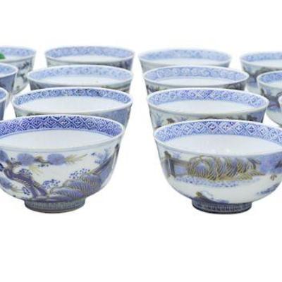 16 RARE JAPANESE MEIJI ARITA BOWLS FUKUROKUJU