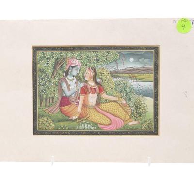 RADHA KRISHNA HAND PAINTED ON SILK ORIGINAL