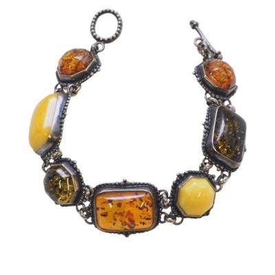 VINTAGE STERLING SILVER AMBER BRACELET