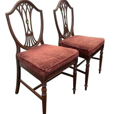PAIR SHERATON SHIELD BACK SIDE CHAIRS