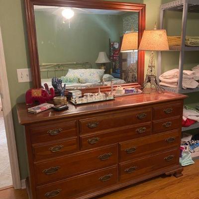 Wood Dresser and Mirror