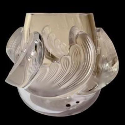 R. Lalique, France, "Vagues" Large Vase - Frosted Crystal / Heavy Lalique Wave Frosted Crystal Vase 

Lalique France frosted...