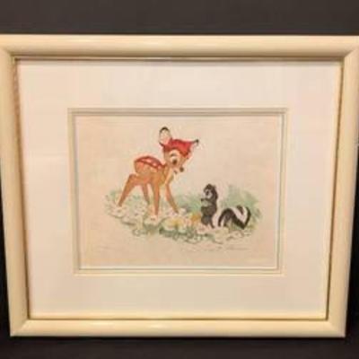 Limited Edition Frank Thomas Bambi an Unusual Flower Lithograph. 

Numbered 274 and includes the documents.

The frame measures 18” x 20.5”.