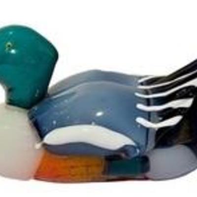 Vintage Pino Signoretto Mallard Duck / Pino Signoretto Handblown Glass Mallard Duck

Signed on the bottom. Measuring about 15" l x 7...