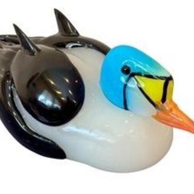 Large Pino Signoretto Murano Glass Duck. The certificate of authenticity is believed to be for this item.

Signed at the bottom....