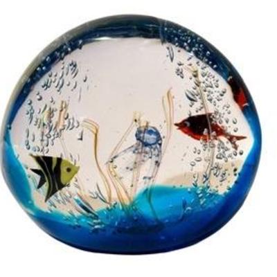 Elio Raffaeli Italian Murano Handblown Glass Colorful Aquarium Sculpture 