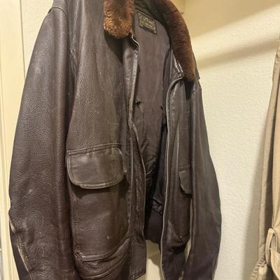 Aviator Bomber Navy Leather Jacket 