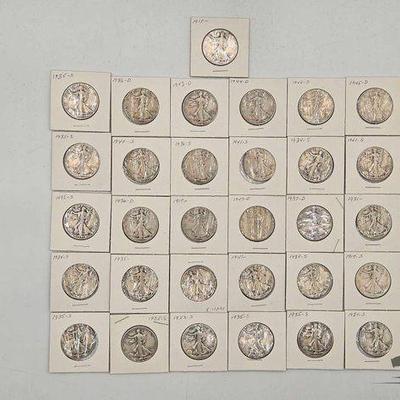 #1850 • (31) 1917-1944 Silver Walking Liberty Half Dollars
