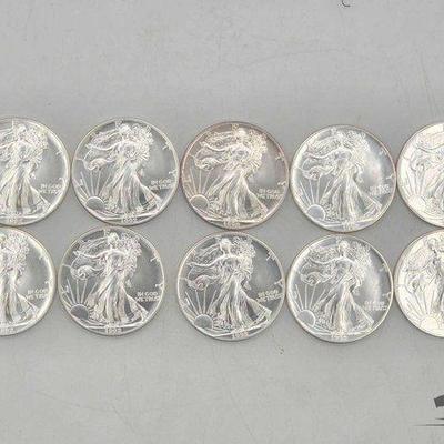 #2090 • 10 Silver Eagle 1 Troy Oz Coins
