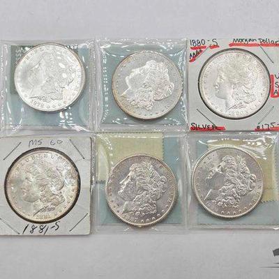 #1585 • (6) San Francisco 1878-1890 Morgan Silver Dollars
