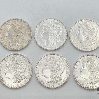 #1522 • (6) Philadelphia 1879-1896 Morgan Silver Dollars

