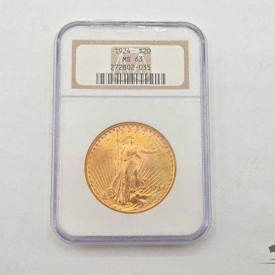 #1304 • ANA Graded 1924 $20 Doube Eagle Coin MS69
