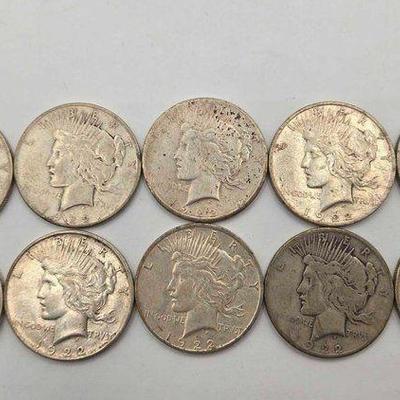 #1702 • (10) 1922 Peace Silver Dollar
