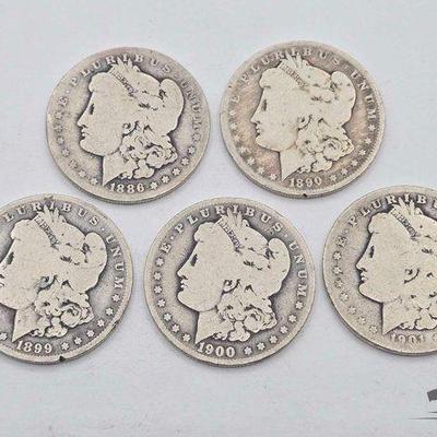 #1578 • (5) New Orleans 1886-1901 Morgan Silver Dollars
