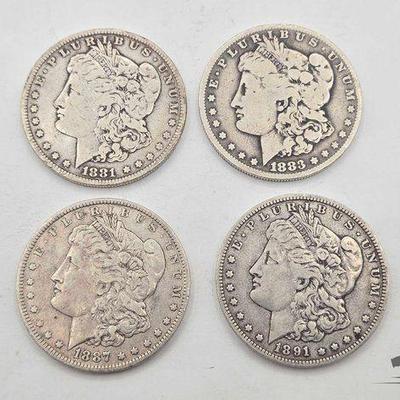 #1570 • (4) New Orleans 1881-1891 Morgan Silver Dollars
