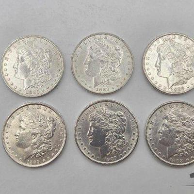 #1518 • (6) Philadelphia 1880-1898 Morgan Silver Dollars

