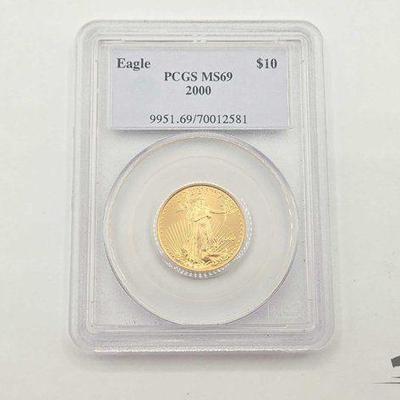 #1306 • PCGS Graded 2000 $10 American Gold Eagle Coin MS69

