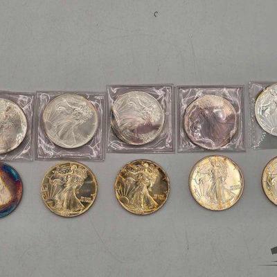#2096 • 10 Silver Eagle 1 Troy Oz Coins
