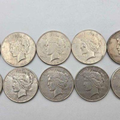 #1760 • (10) 1923 Peace Silver Dollar
