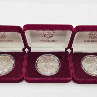 #2108 • (3) 1990 American Eagle Silver Dollar
