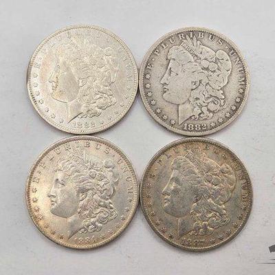 #1557 • (4) New Orleans 1882-1887 Morgan Silver Dollars
