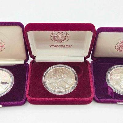 #2112 • (3) 1986-1993 American Eagle Silver Dollar
