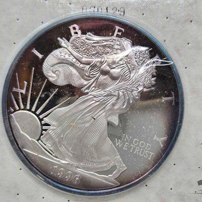 #2002 • 1996 Silver Eagle One Troy Pound .999 Fine Silver with Certificate of Authenticity and Fed Card
