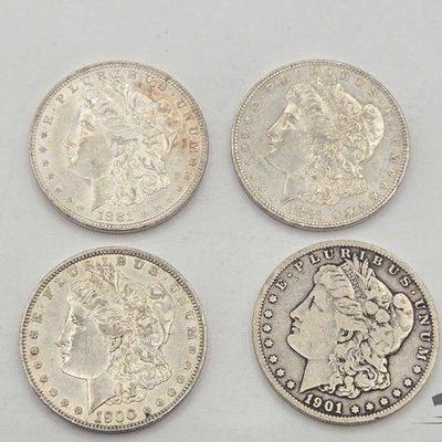 #1568 • (4) New Orleans 1881-1900 Morgan Silver Dollars
