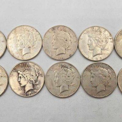 Sale Photo Thumbnail #180: #1782 • (10) 1923 Silver Peace Dollars
