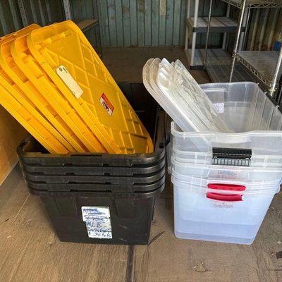 #3050 • (11) Plastic Totes with Lids
